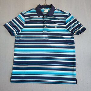 Izod Golf polo shirt men's size L blue grey white colours stripes pattern